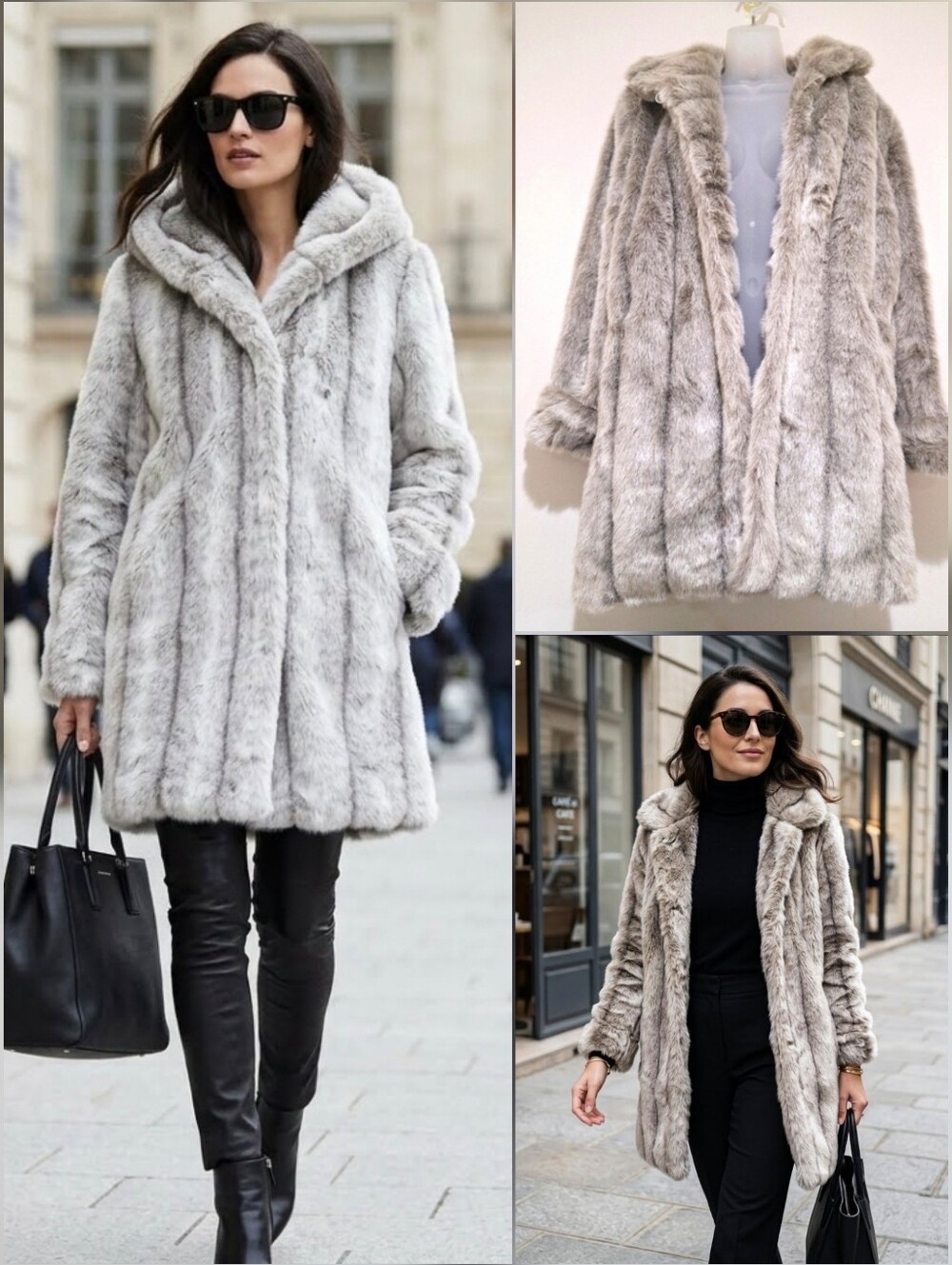 💙dennis basso silver gray faux fur coat 🤍SMALL